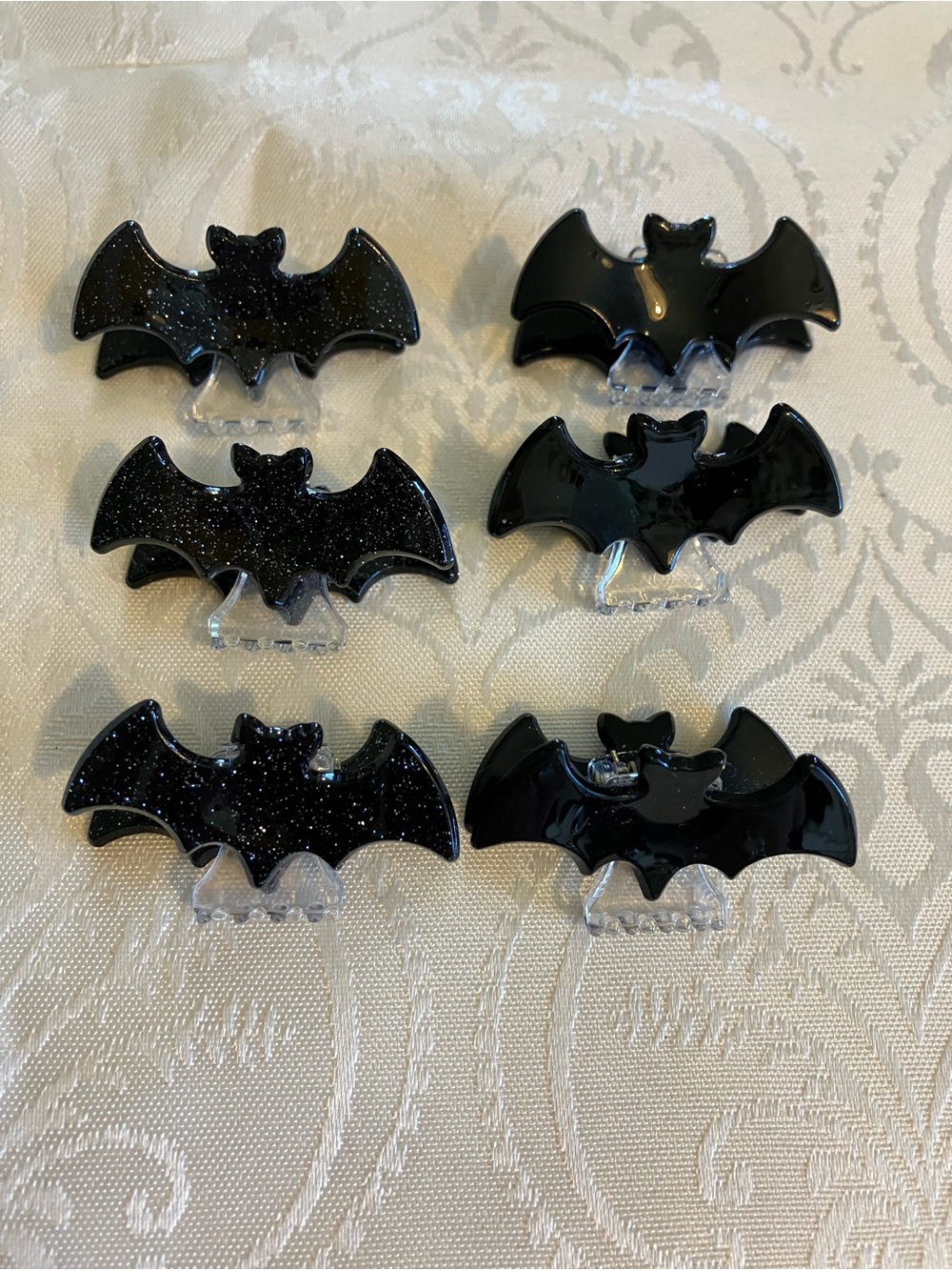 Black Bat Hair Claws Clips - Pack of 6